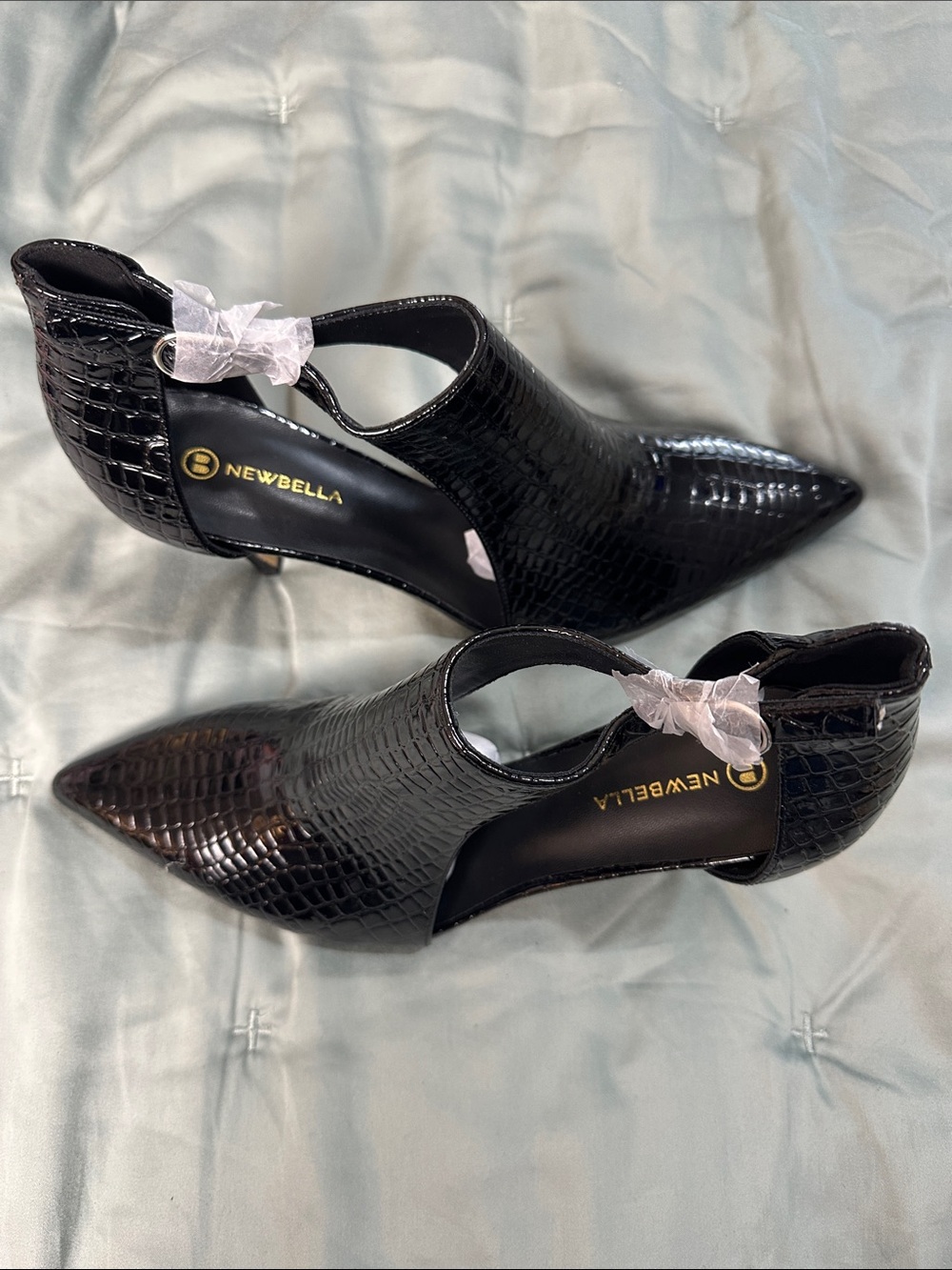 NewBella-Black Croc-Embossed Pointed Toe Women’s Heels(NWOT) NO BOX